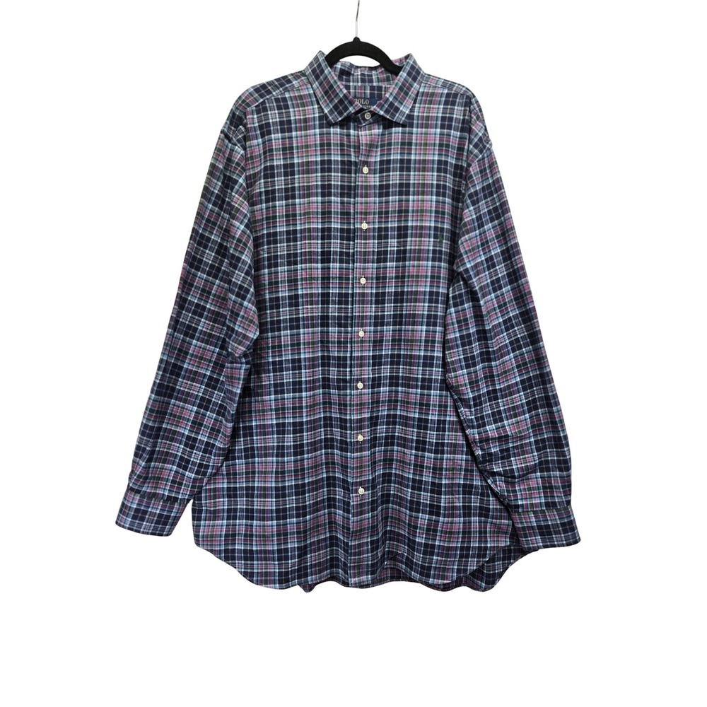 Polo Ralph Lauren Mens‎ 2XLT Plaid Button Down Flannel Shirt Long Sleeve Tall